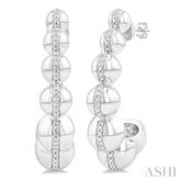 1/10 ctw Bold Hemisphere Shape Link Round Cut Diamond Fashion Half Hoop Earring in Sterling Silver